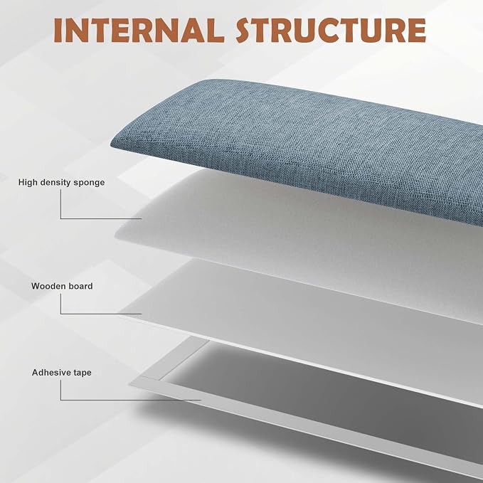 IFNOW Wall Mounted Headboard, Peel and Stick Panels, Dusty Blue, Queen | 3D Soundproof Acoustic Padding, Reusable and Removable, Tufted fabric Bed Headboard, for bedroom (9 Panels, 10" x 24") - Image 5