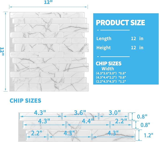 Art3d Stone Peel and Stick Backsplash, 10-Sheet, 12" x 12", White Marble | Lightweight, Self Adhesive, Moisture Resistant, Easy to DIY, Modern Style, for Kitchen, Bedroom, Ideal for New Home Buyers - Image 4