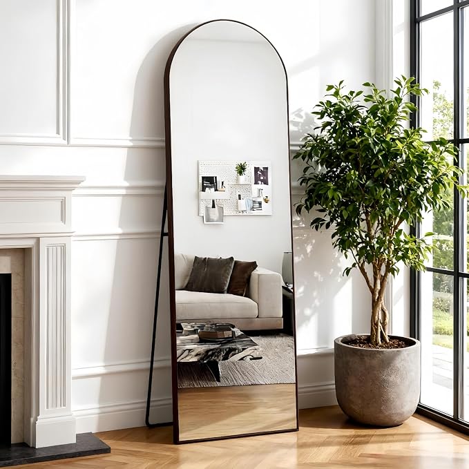 Dewfig 50"x 16" Full Length Door Mirror with Stand, Full Body Mirror, Black - Image 7