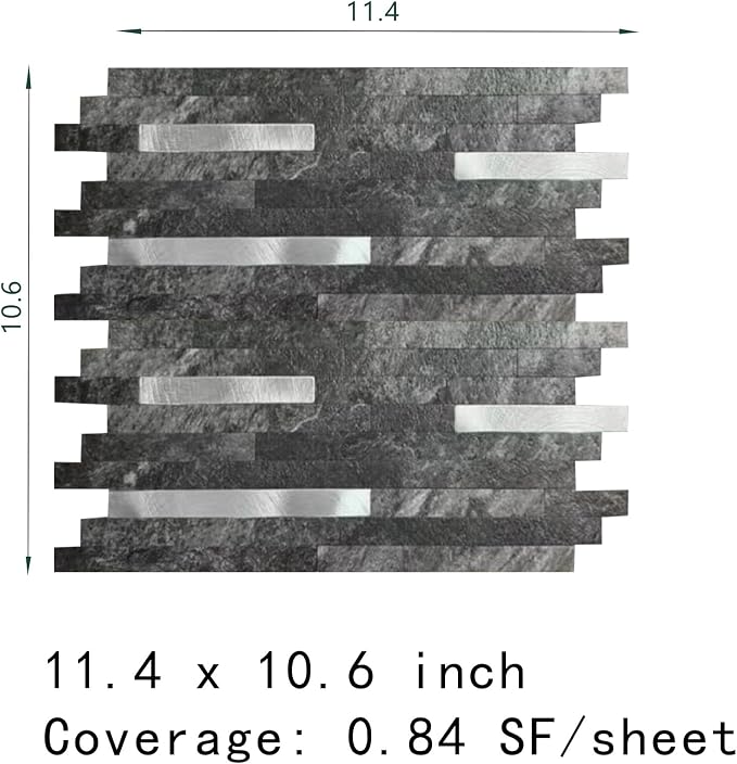 KASARO Peel and Stick Marble Backsplash Tile, 10 Sheets, Black Marble with Silver Embellished Stripes, Self-Adhesive Wall Tile for Kitchen, Bathroom, Fireplace, RV (11.4” x 10.6”) - Image 6