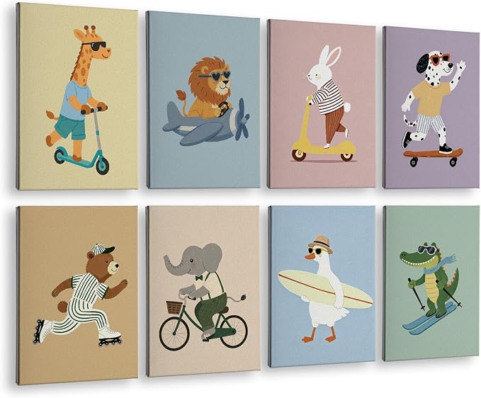 VIYYIEA Acoustic Art Wall Panel, Cute Animal Sound Absorbing Board | 48×32 in Kids Playroom Funny Decor Panels for Toddler Nursery Decor, Bedroom , 8Psc Acoustical 3D Aesthetic Bulletin Board by VIYYIEAART