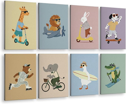 VIYYIEA Acoustic Art Wall Panel, Cute Animal Sound Absorbing Board | 48×32 in Kids Playroom Funny Decor Panels for Toddler Nursery Decor, Bedroom , 8Psc Acoustical 3D Aesthetic Bulletin Board by VIYYIEAART