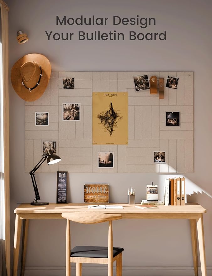 Fluxynara 48" x 36" Large Felt Bulletin Board, Oatmeal | 12 Pack Cork Board Alternative with 60 Safe Adhesive Tabs, Pin Boards for Wall Decor, Home, Office, Classroom,Dorm - Image 6