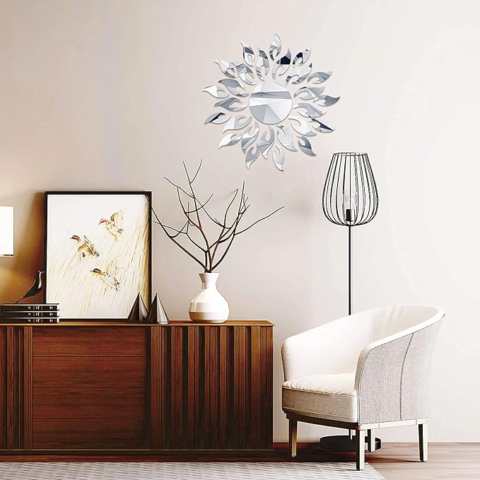 3D Mirror Sunlower Wall Decor Sticker, Peel and Stick Wall Art Decals - Image 7