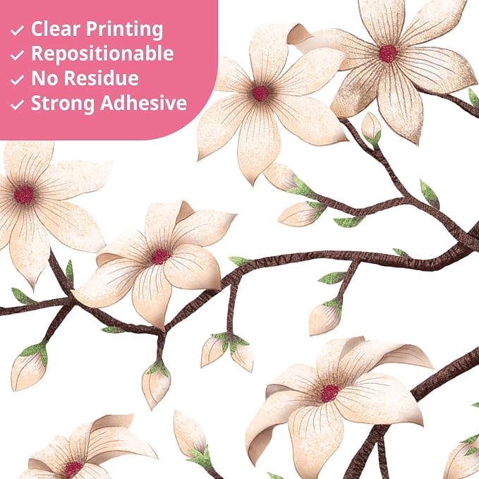 DECOWALL White Cherry Blossom Branch Birds Wall Stickers Decals (SG2-2509) | Peel and stick, removable watercolor floral decor with falling petals for living rooms, bedrooms, offices, studios and cafes - Image 4