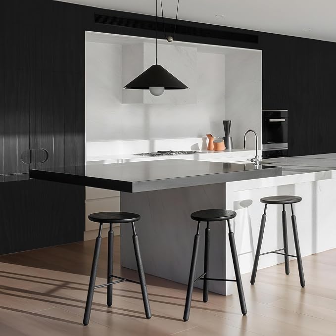 Vinjiasin Black Wallpaper Wood Grain Contact Paper Peel and Stick Wall Paper Waterproof Self Adhesive Thickened Vinyl Wrap for Countertops Cabinets Desk Decorative Film Easy to Clean 15.7" x 118" - Image 3