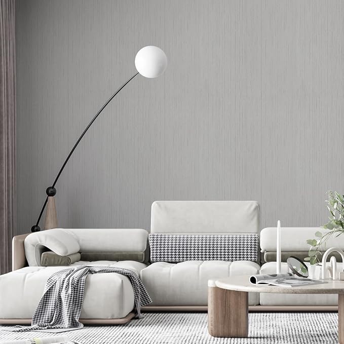 Grey Grasscloth Peel and Stick Wallpaper Vintage Texture Removable Waterproof Wallpaper for Room Walls, Cabinets, Furniture, Drawers, Desk A Set of 15.7"x1200" - Image 6