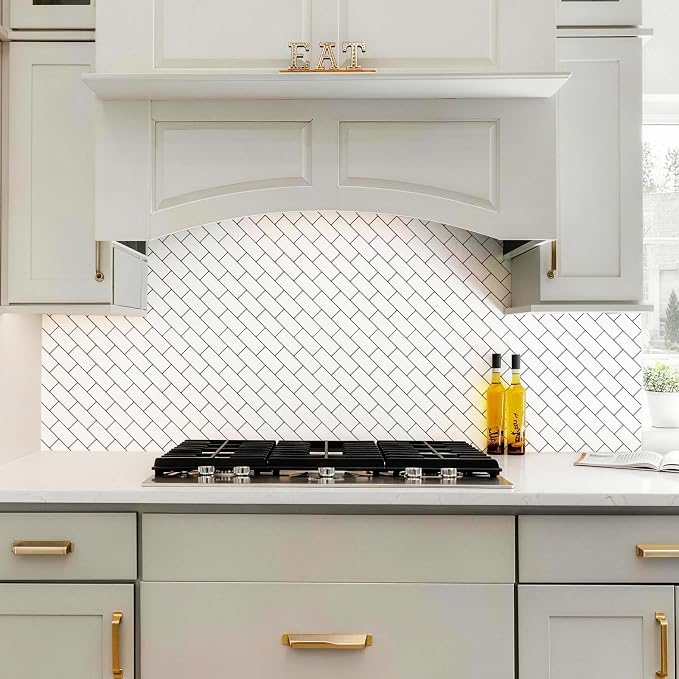 Joysticky 10-Sheet Peel and Stick Backsplash, 12" * 12" Crystal Texture Stick on Tiles Backsplash for Kitchen & Bathroom，Thicker Design Peel and Stick Wall Tiles（Warm White） - Image 6