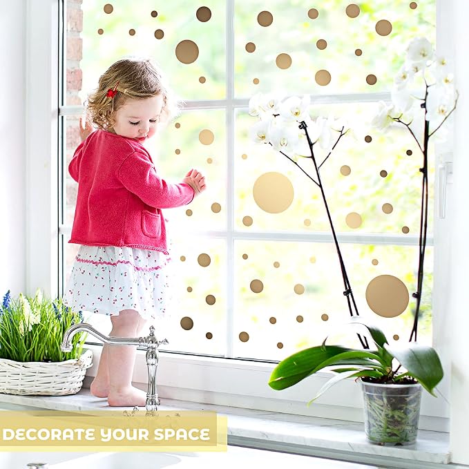 Zonon 264 Pcs Polka Dot Wall Stickers Peel and Stick Vinyl Circle Gold | Removable Dots Decor for Bedroom Nursery Playroom Classroom, Colorful Circle Stickers Easy to Apply and Reposition - Image 7