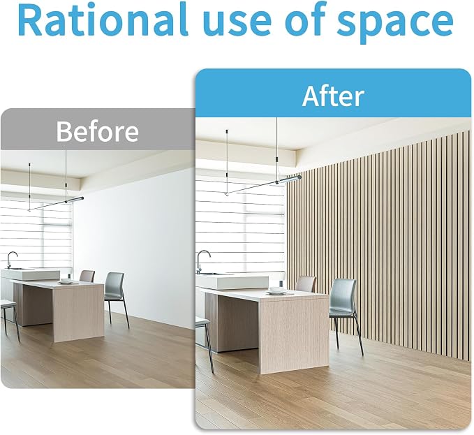 Art3d Six-Grid Design Slim Slat Wall Panels, 104 x 12 Inch, 4-Pack, Oak | Lightweight, Wainscoting, Waterproof, Easy to Clean, Sturdy, Glue on, Elegant Style, for Bedroom, Office, Home Improvement - Image 8