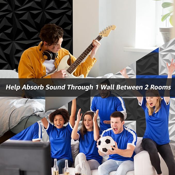 Art3dwallpanels 20 Pack Acoustic Panels, Black, 12 X 12 Inch | Soundproof Wall Panels, Acoustic Sound Dampening, 3D Sound Absorbing, for Living Room Bedroom, Retardant Formaldehyde Free - Image 6
