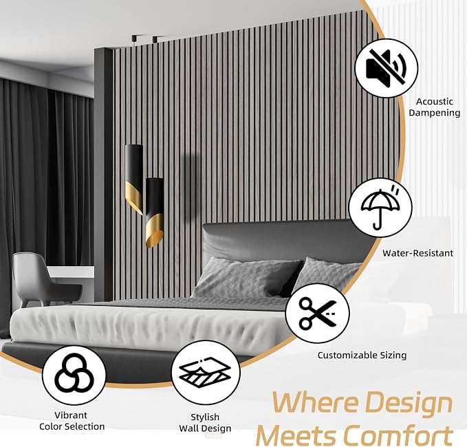 2 Pack Wood Panels for Wall, 106.3" × 11" Wood Slat Acoustic Panels for Wall, Soundproof Panels, 3D Fluted Panels for Interior Wall Decor (Grey) - Image 9