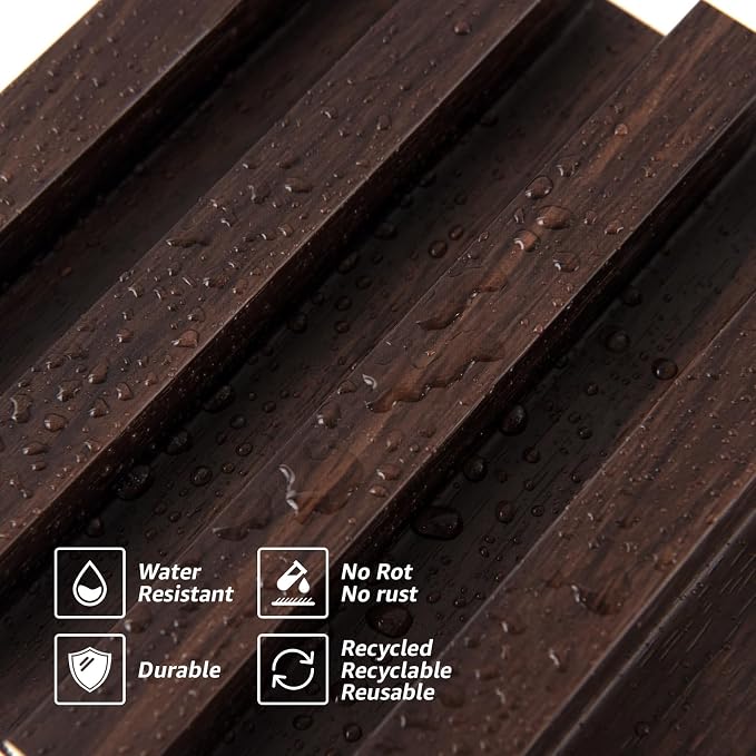 Art3d 96 x 6 Inch WPC Wood Diffuser Slat Wall Panel, 8-Pack, Black Walnut | Fluted Design, Durable, Moisture Resistant, Cleanable, Easy to Install, Eco-Friendly, for Living Room, Bedroom or Office - Image 7