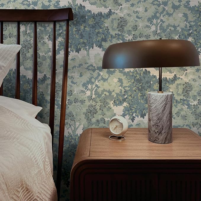 Tempaper Textured Green Canopy Toile Faux Grasscloth Removable Peel and Stick Wallpaper, 20.5 in X 16.5 ft, Made in The USA - Image 5
