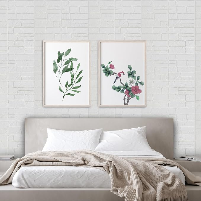 YU LI 3DH 3D Wall Panels Peel and Stick Faux Stone Wall Panel White 20-Pack Faux Brick Self-Adhesive Wallpaper 3D Foam Brick Wallpaper - Image 4