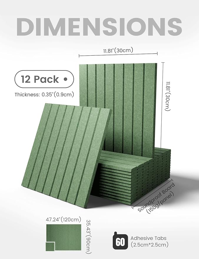 Fluxynara 48" x 36" Large Felt Bulletin Board, Moss Green | 12 Pack Cork Board Alternative with 60 Safe Adhesive Tabs, Pin Boards for Wall Decor, Home, Office, Classroom,Dorm - Image 2