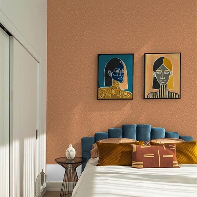 Cream Peel and Stick Self Adhesive Wallpaper Countertop Contact Paper | Orange Removable Embossed Silk Waterproof Bathroom Wallpaper 15.7" X 118" Kitchen Vinyl Wrap for Cabinet Shelf Liner Paper - Image 2