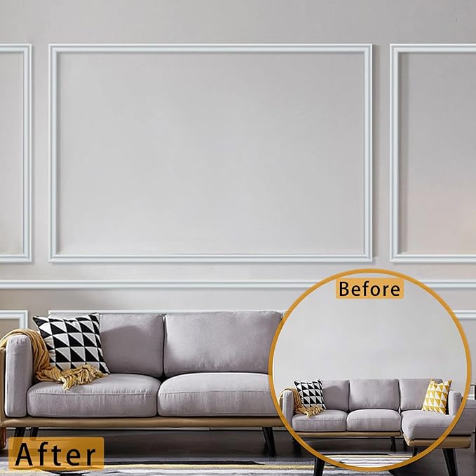 Hungbak Peel and Stick Chair Rail Panel Molding Finish Trim for Home Decoration & Wall Protection (Paintable White, 3m x 3.2cm) - Image 3