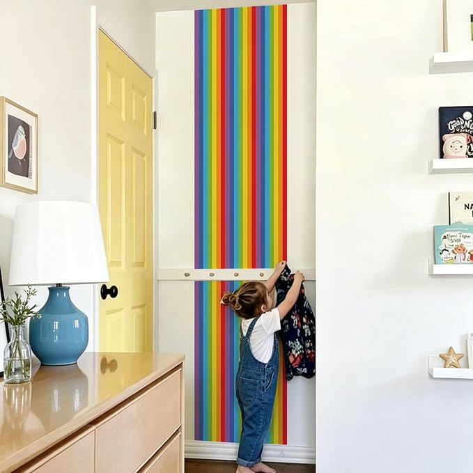Rainbow Self-Adhesive Wall Border Sticker Nursery Peel and Stick Baseboard Tape Removable Waterproof Home Decoration Living Room Decals - Image 3