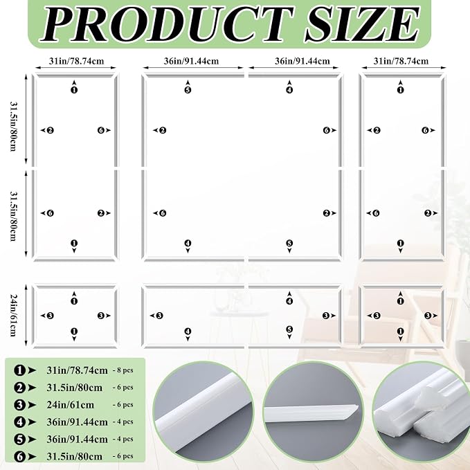 Pangda Peel and Stick Wall Molding Kit 3D Wainscoting Panel | Wall Molding Kit, Premade Accent, Molding Wainscoting Panel for Interior, Wall Moulding Decor, Ready to Assemble Panel - Image 3