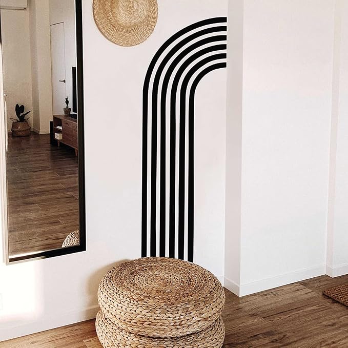Black Arch Wall Decals Large Minimalist Modern Wall Stickers Peel and Stick | Half arch line wall stickers, geometric decals, removable, vinyl art mural, peel and stick, for living room bedroom office - Image 6