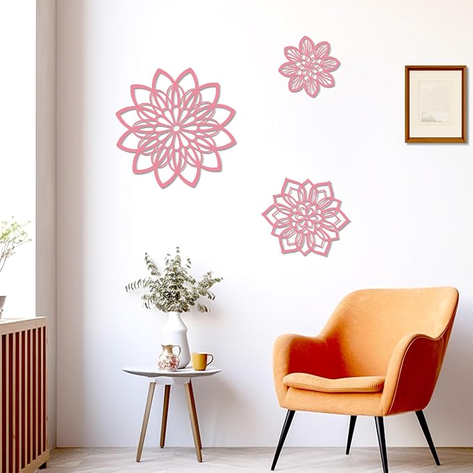 Zzbakress 3 Pcs Metal Flowers Wall Art Bathroom Wall Decor (Pink Elegant) | Farmhouse Flower Bathroom Decor Wall Decorations For Bathroom, Living Room, Office, Kitchen, Hallway And Outdoor - Image 8