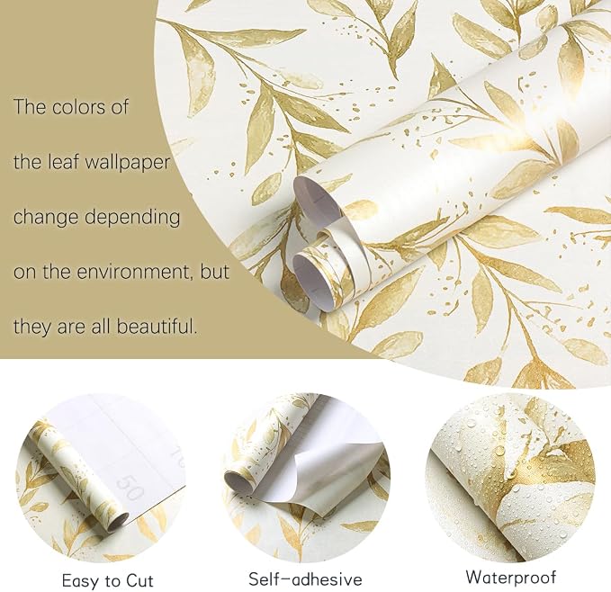 Livebor Leaf Peel and Stick Wallpaper Olive Leaf Contact Paper 17.7in x 393.7in Sage Floral Wallpaper Peel and Stick Floral Leaves Contact Paper Modern Farmhouse for Bedroom Neutral Decorative - Image 5