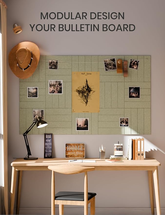 Fluxynara 36" x 24" Large Felt Bulletin Board, Sage | 6 Pack Cork Board Alternative with 30 Safe Adhesive Tabs, Pin Boards for Wall Decor, Home, Office, Classroom,Dorm - Image 6