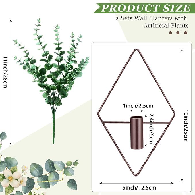 Canlierr 4 Pcs Wall Decor Hanging Planters, Eucalyptus, Bronze - Image 2