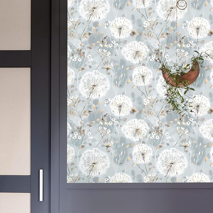 Nukofal Floral Wallpaper Peel and Stick Dandelion Contact Paper 16.9"x118" | Dandelion Peel and Stick Wallpaper Floral Contact Paper Waterproof Self Adhesive Removable for Cabinets Drawers Decor Vinyl - Image 3