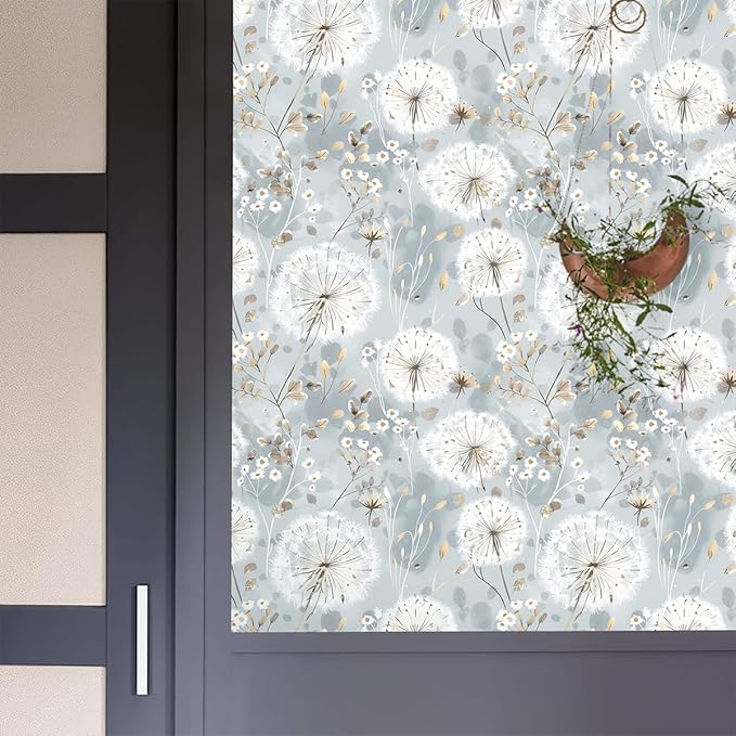 Nukofal Floral Wallpaper Peel and Stick Dandelion Contact Paper for Cabinet | Dandelion Peel and Stick Wallpaper Floral Contact Paper 16.9"x196.8" Self Adhesive Removable Waterproof Drawers Decor Vinyl - Image 7