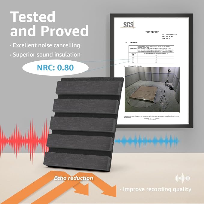 Art3d 6-Pack Soundproof Wood Slat Wall Panel, 94.5 x 7.9 in, Matte Black | Wood Grain Finish, Effortless Setup, Sustainable, Long-Lasting, Noise Reduction, Easy Care, for Living Room, Bedroom, Office - Image 3