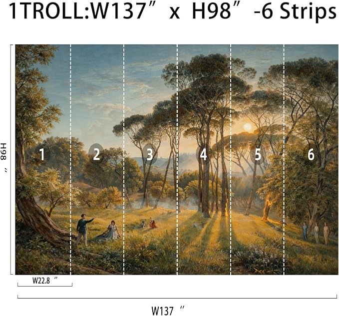 Sunlit Forest Wall Murals Peel and Stick Canvas Wallpaper | Large Removable Woodland Mural for Living Room Bedroom Office Home Decor and Accent Walls in Multiple Standard Sizes - Image 7