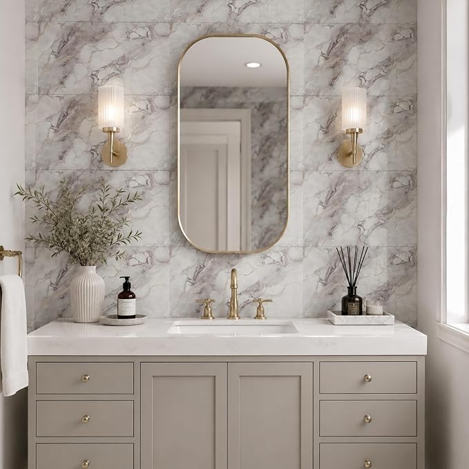40Pcs Marble Wall Panels 23.6"X11.8" PVC Waterproof Tiles Peel and Stick Wall Panels Self Adhesive Backsplash Tiles for Kitchen Living Rooms TV Walls Bathroom Rv Camper Van (Not Real Tile) - Image 2