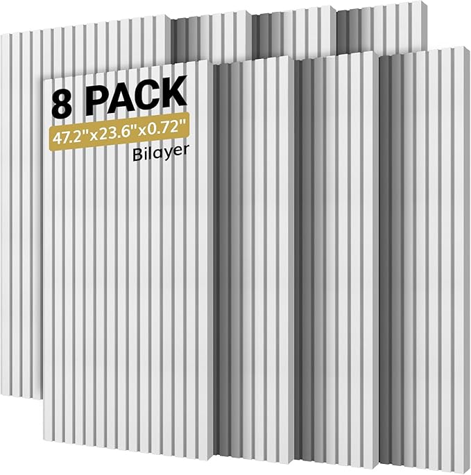 TONOR Dual-Layer Thickened Acoustic Wall Panels-8 Pack 47.2"x23.6"x0.72" | Self Adhesive High Density Sound Proof Panels for Walls, Peel and Stick Wall Panels for Recording Studio Furniture, White by TONOR