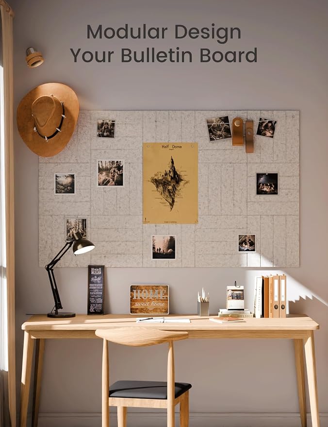 Fluxynara 48" x 36" Large Felt Bulletin Board, Light Gray | 12 Pack Cork Board Alternative with 60 Safe Adhesive Tabs, Pin Boards for Wall Decor, Home, Office, Classroom,Dorm - Image 6