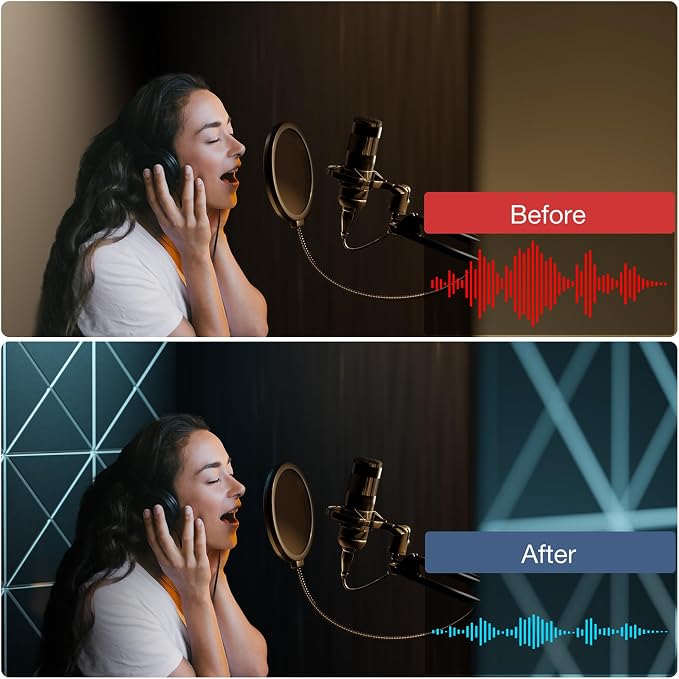 18 Pack Acoustic Panels, 12" x 12" x 0.4" X-Line Soundproof Wall Panels | Self-Adhesive, High-Density, Easy Install, Cuttable, For Bedroom, Living Room, Home & Office, Black on White - Image 5