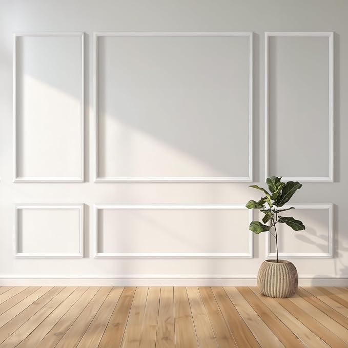 RELIANCER Peel and Stick Wall Molding Kit,34PCS Pre-Cut Door Molding Panels,3D Moulding Wainscoting Panel,Self Adhesive Walls Moulding Trim,Wall Modular Frames for Interior Walls Decor Home Bedroom by RELIANCER