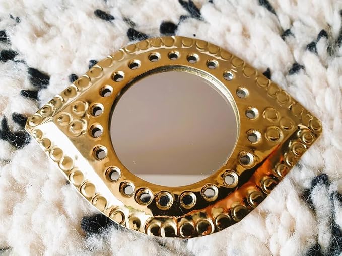 Set of 5 Small Decorative Wall Mirrors – Gold Brass Handmade Mirror Set | Round, Arch, Oval, Octagon, Eye Shapes | Living Room, Bedroom, Home Wall Decor (5, Rounded Edges) - Image 8