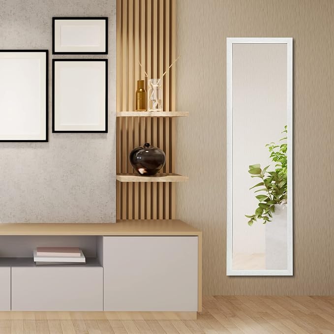 LFT HUIMEI2Y Door Mirror Full Length, Wall-Mounted Mirror White 50" x14" - Image 8