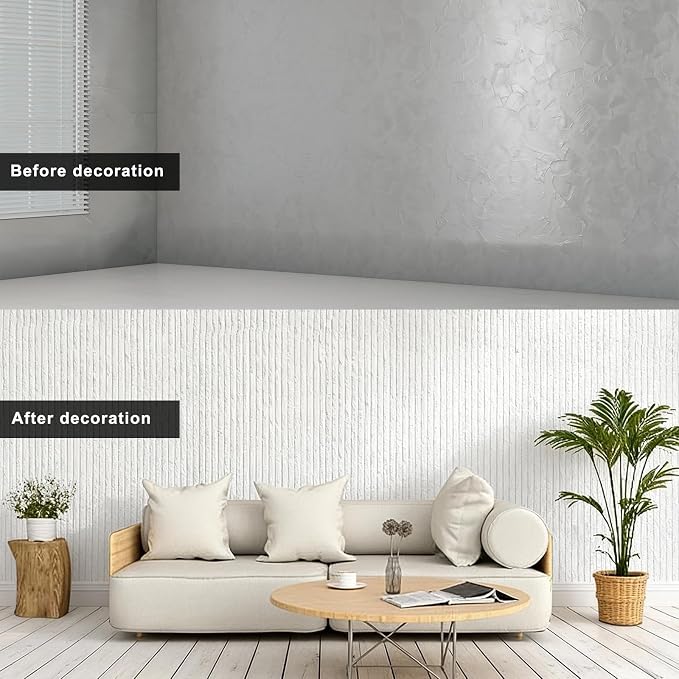 3D Wall Panels Peel and Stick – 2pc X 23.82"x110" PVC Faux Travertine Texture, Self Adhesive Waterproof Wall Covering, DIY Accent Wall, Sofa Background Backsplash & Modern Home Decor, Covers 36 sq.ft - Image 3
