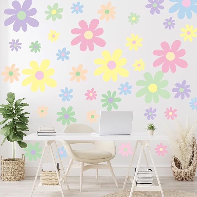 TaoBary 12 Sheet Colorful Daisy Wall Sticker Decal Large Flower Wall Decal | Big Flower Wall Sticker, Floral Decal, Daisy Bedroom Room Decor, Removable Peel and Stick, Nursery Home Wall Decor - Image 4