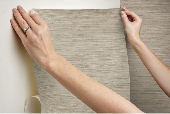 RoomMates RMK11560WP Pink and Taupe Faux Grasscloth Non-Textured Peel and Stick Wallpaper,Pink & Taupe, Roll - Image 8
