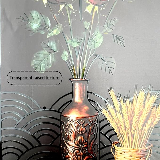 Dark Botanical Style Triptych Wall Stickers, 3 Sheets Floral Wall Decals with Lily Rose and Fiddle Leaf Fig on Shadowed Background, Peel and Stick Wall Murals Decor for Bedroom Living Room - Image 6