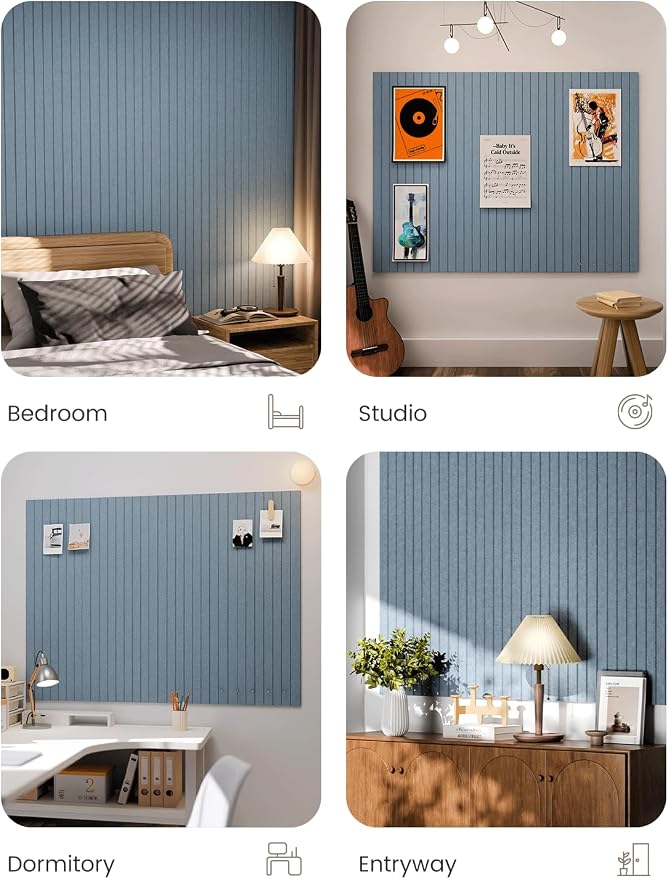 Fluxynara 48" x 36" Large Felt Bulletin Board, Dusty Blue | 12 Pack Cork Board Alternative with 60 Safe Adhesive Tabs, Felt Pin Boards for Wall Decor, Home, Office, Classroom, Dorm - Image 7