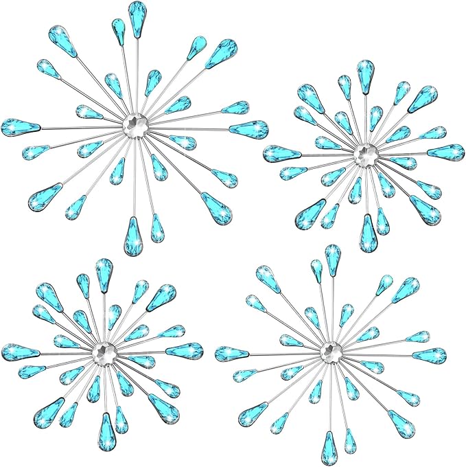 Hicarer 4 Pcs Starburst Wall Decor, Metal Wall Art, Blue - Image 2