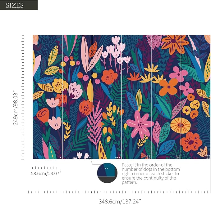 Moody Blue Botanical Peel and Stick Wall Mural for Living Room | Extra Wide Dark Background Floral Wallpaper, Removable Leather Textured & Water-Resistant, Living Room Salon Gallery Home Bar - Image 3