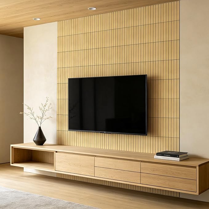 CUCOS Wood Slat Wall Panels Peel and Stick 12"x12" | Self Adhesive PVC Wall Panels for Accent Wall, Waterproof Wall Decor for Living Room Bedroom Office, Light Brown - Image 9