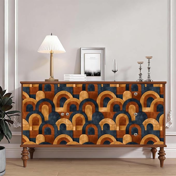 Mid Century Modern Geometric Peel and Stick Wallpaper Self Adhesive 17.72" x 118.12'' Textured Retro Boho Layered Arch Wall Paper Renter Friendly Removable Waterproof for Living Room Bedroom - Image 8