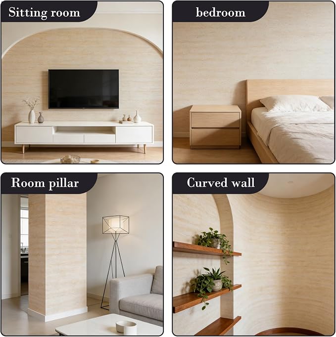 Peel and Stick 3D Wall Panels Warm Beige Faux Travertine Textured 15.7" x 118.1" PVC Self-Adhesive Waterproof Soundproof Removable Thick Wallpaper, Wall Covering for Home Decor Walls & Ceilings - Image 6